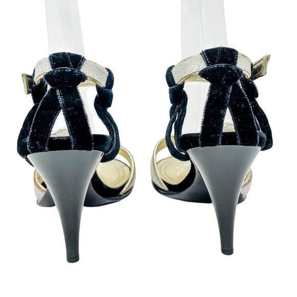 Chanel Vintage Glitter & Velvet High Heel Evening Sandals size 37.5C / US 6.5-7 - Picture 5 of 14